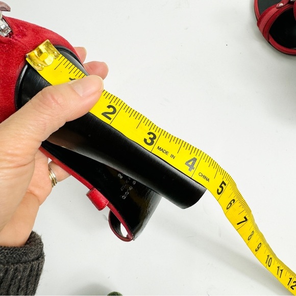 Giuseppe Zanotti For Balmain Red Suede Buckle Strappy Sandals Size 38 - Picture 14 of 14